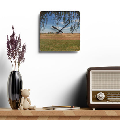 U R There Photography Cass City Farm Rustic Farmhouse Acrylic Analog Wall Clock