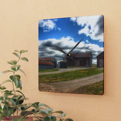 U R There Photography Buckhorn Lake Road Centennial Farm Rustic Farmhouse Acrylic Analog Wall Clock