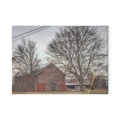 U R There Photography Almont Van Dyke Red III Rustic Farmhouse Tempered-Glass Cutting Board