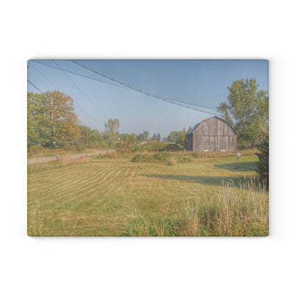 U R There Photography Snover Grey II Rustic Farmhouse Tempered-Glass Cutting Board
