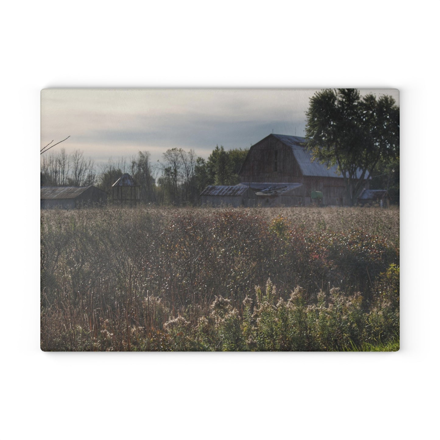 U R There Photography Brown City Road Red Rustic Farmhouse Tempered-Glass Cutting Board