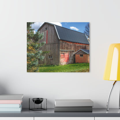 U R There Photography East Leonard Road Red Rustic Farmhouse Acrylic Wall Print