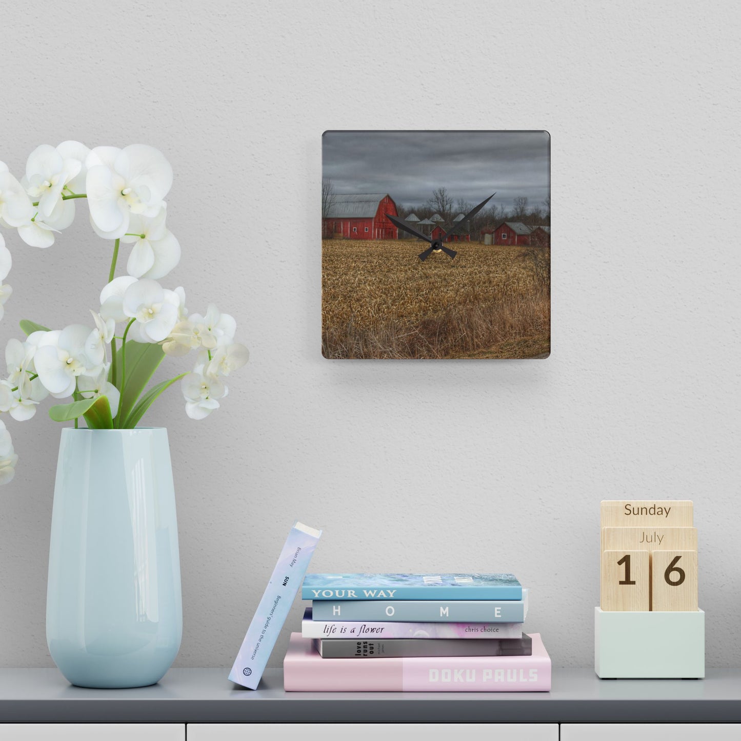 U R There Photography Barnes of Arbela II Rustic Farmhouse Acrylic Analog Wall Clock