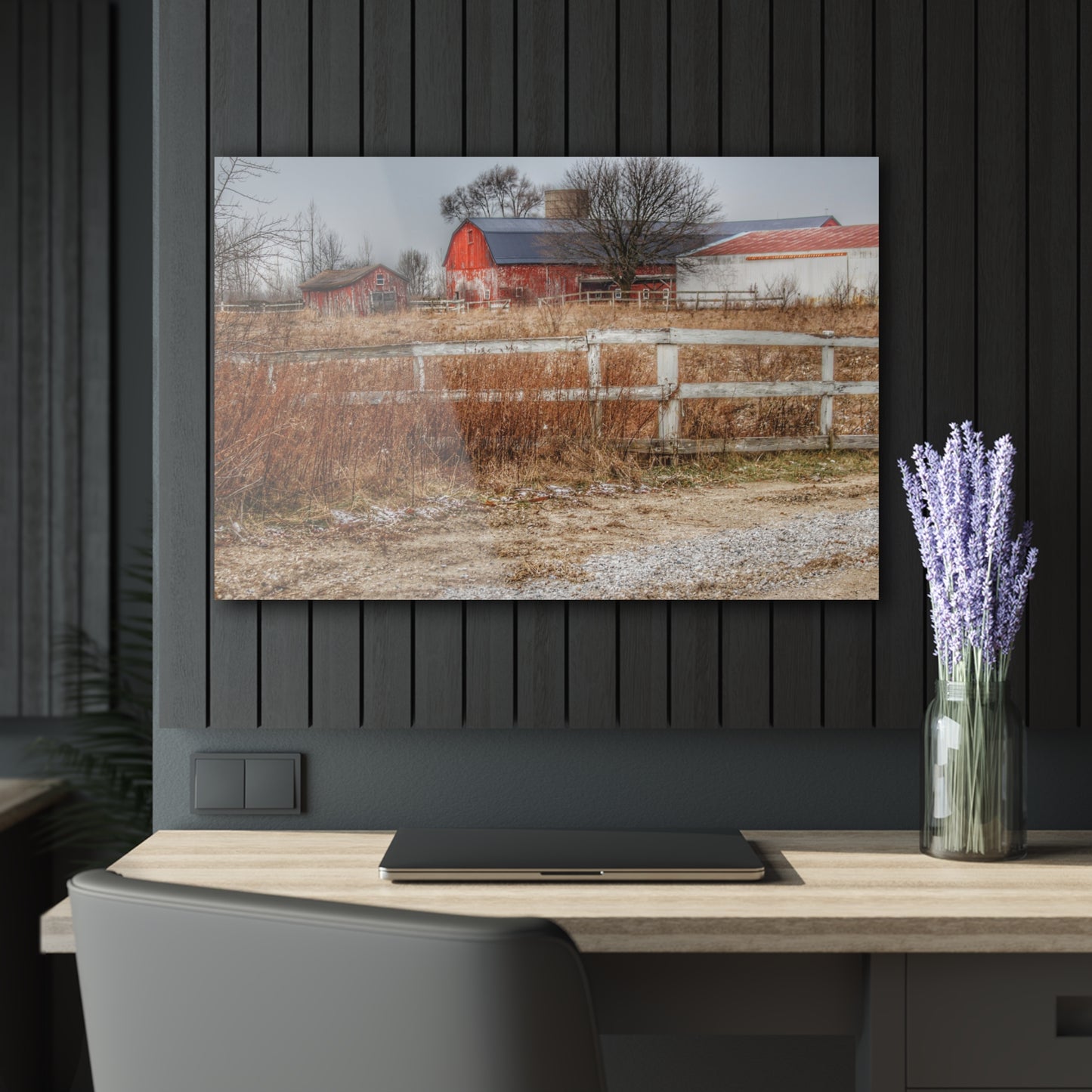 U R There Photography Mound Road Reds Rustic Farmhouse Acrylic Wall Print