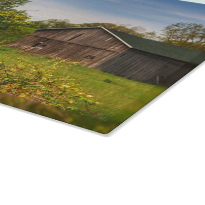 U R There Photography North Branch Little Grey Rustic Farmhouse Tempered-Glass Cutting Board