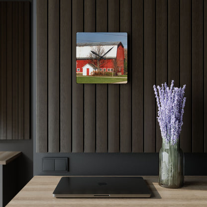 U R There Photography Bray Road Red I Rustic Farmhouse Acrylic Analog Wall Clock