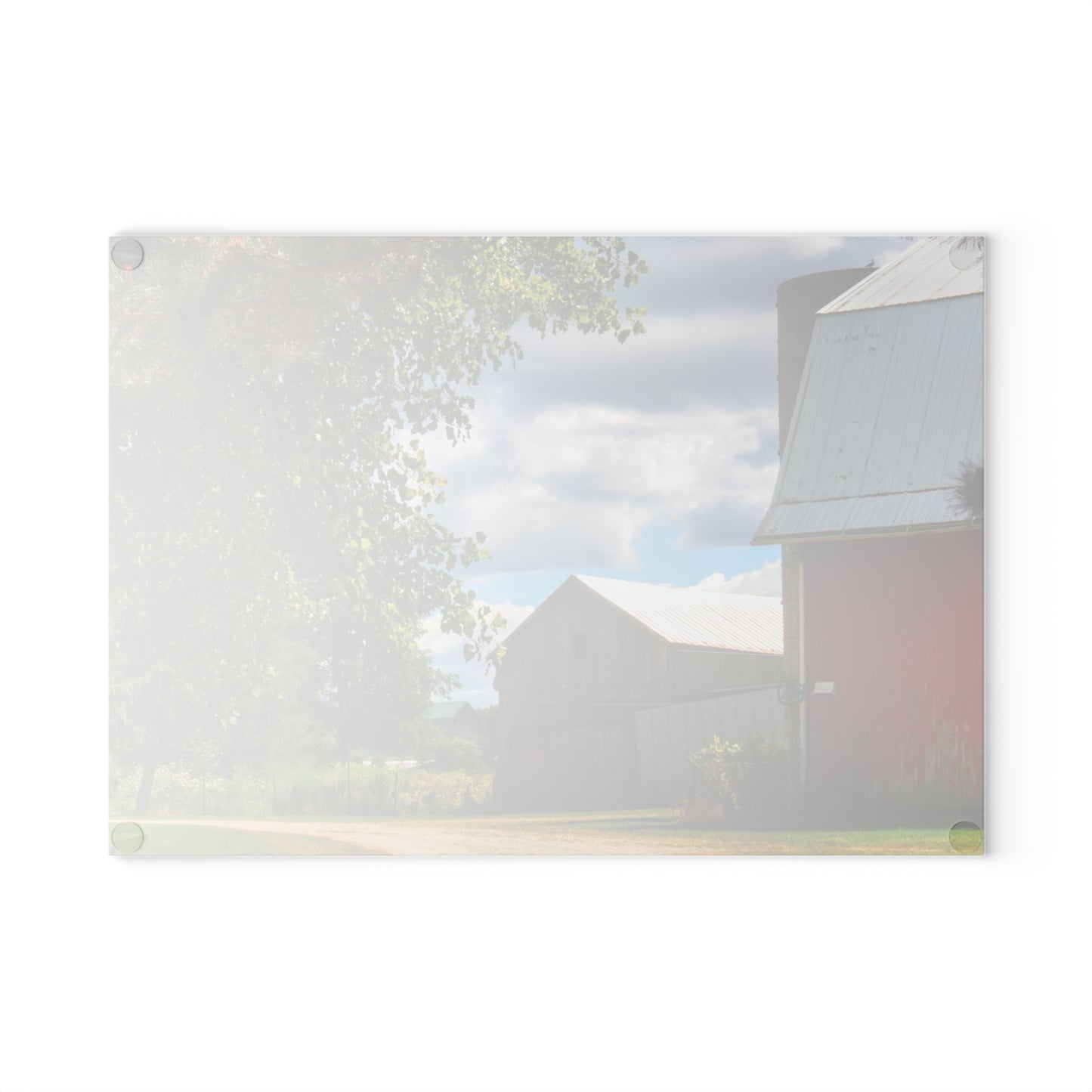 U R There Photography Hough Barn View Rustic Farmhouse Tempered-Glass Cutting Board