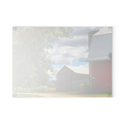 U R There Photography Hough Barn View Rustic Farmhouse Tempered-Glass Cutting Board