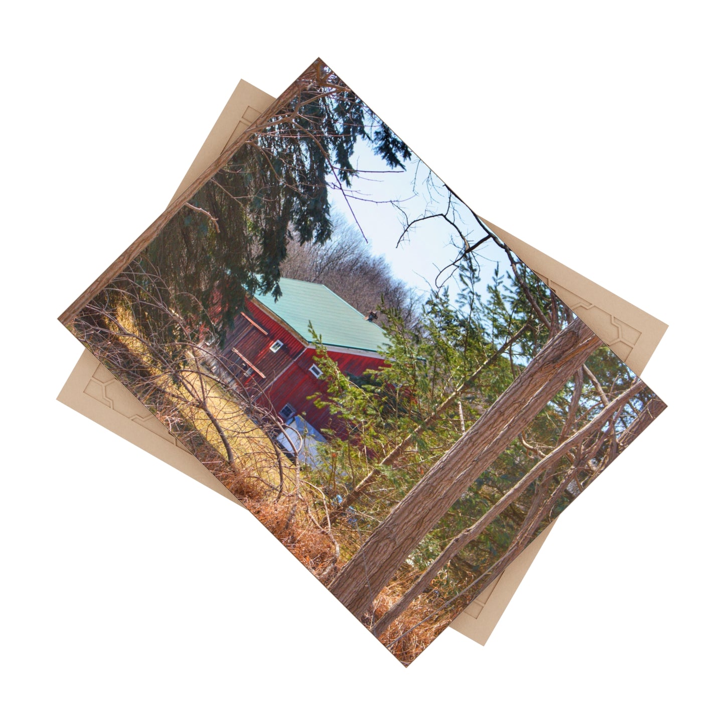 U R There Photography Bordman Road Hidden Red Rustic Farmhouse Decorative Ceramic Tile