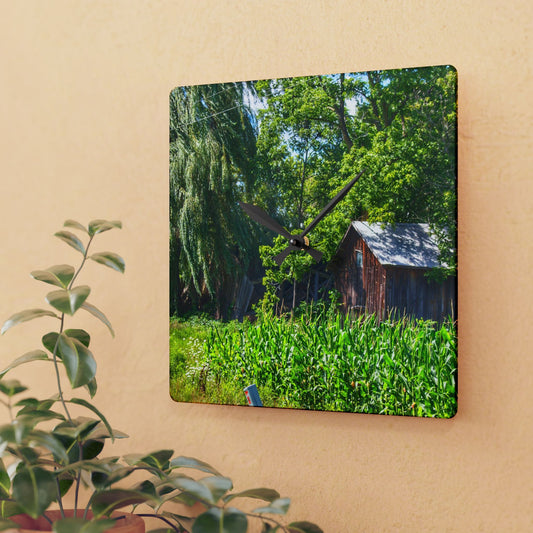 U R There Photography Roadside Ruin Rustic Farmhouse Acrylic Analog Wall Clock
