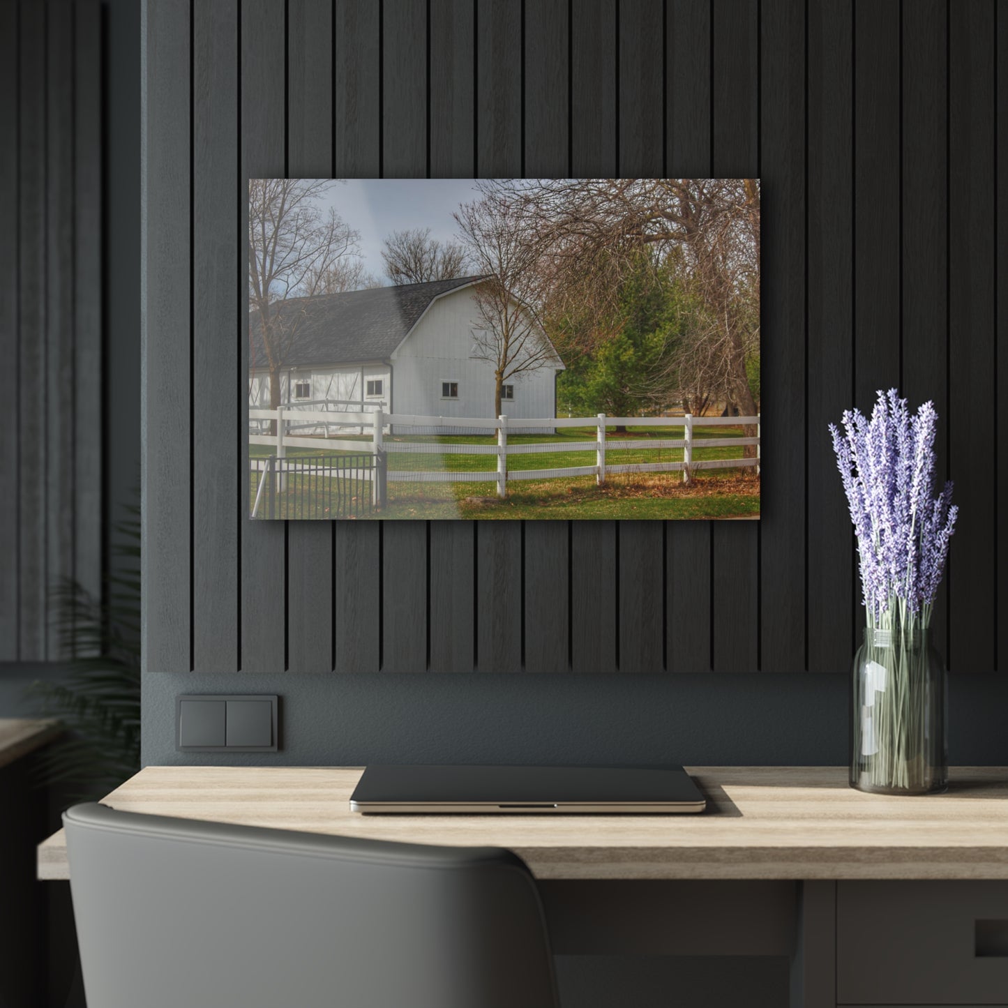 U R There Photography Collins Road White Rustic Farmhouse Acrylic Wall Print