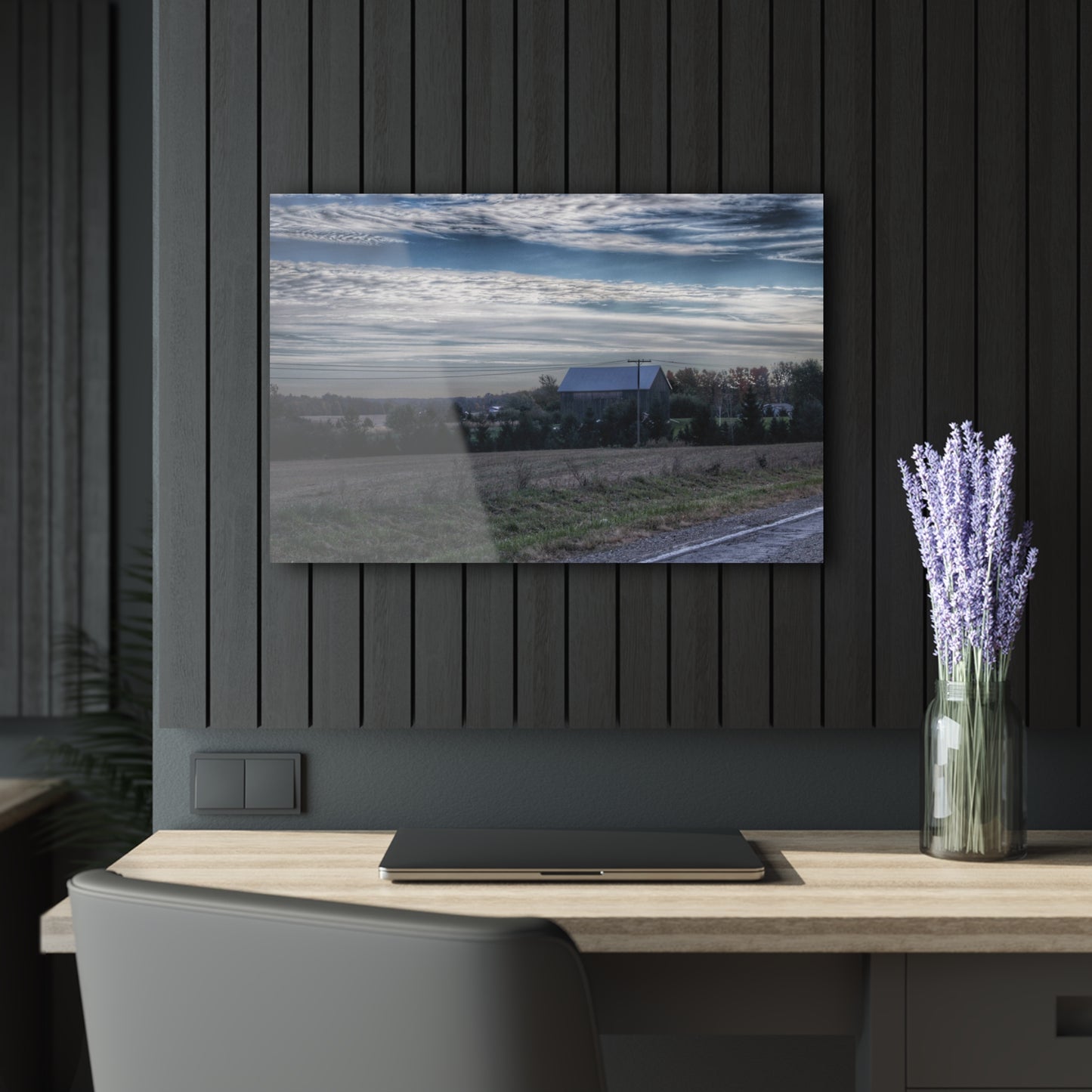 U R There Photography Burnside Road Grey Blues Rustic Farmhouse Acrylic Wall Print