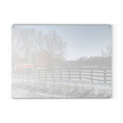 U R There Photography West Lake Road Red I Rustic Farmhouse Tempered-Glass Cutting Board