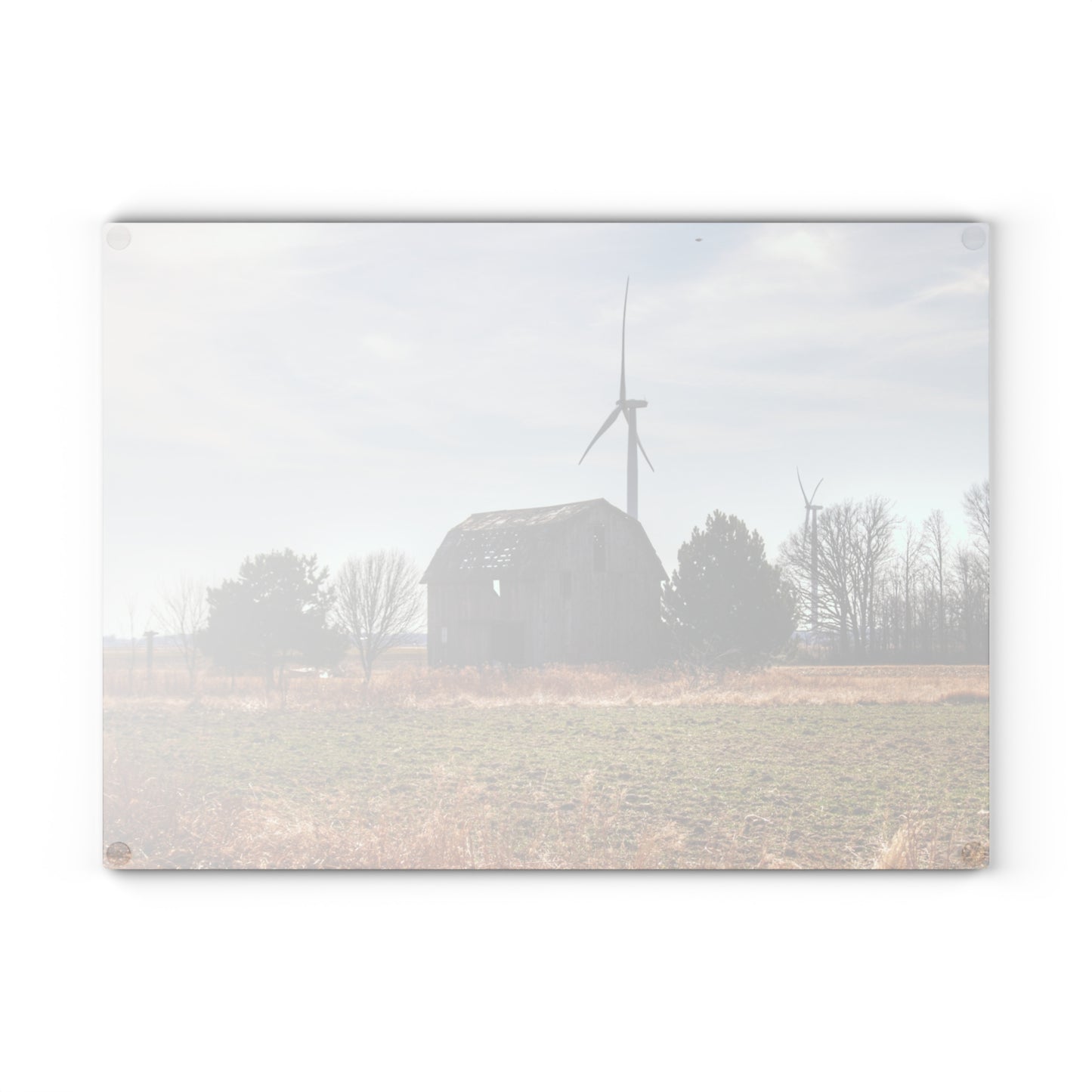 U R There Photography French Road Little Red Rustic Farmhouse Tempered-Glass Cutting Board