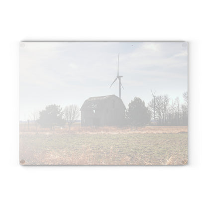 U R There Photography French Road Little Red Rustic Farmhouse Tempered-Glass Cutting Board