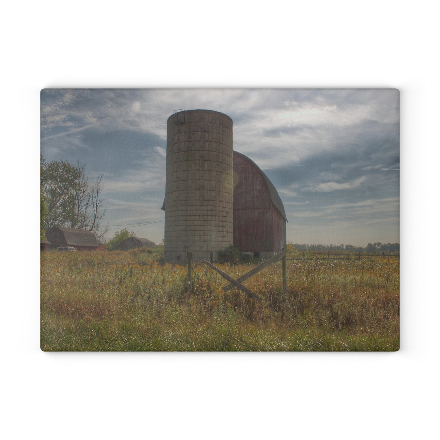 Barn Boutique Rustic Tempered-Glass Cutting Board| Mushroom Road Red I