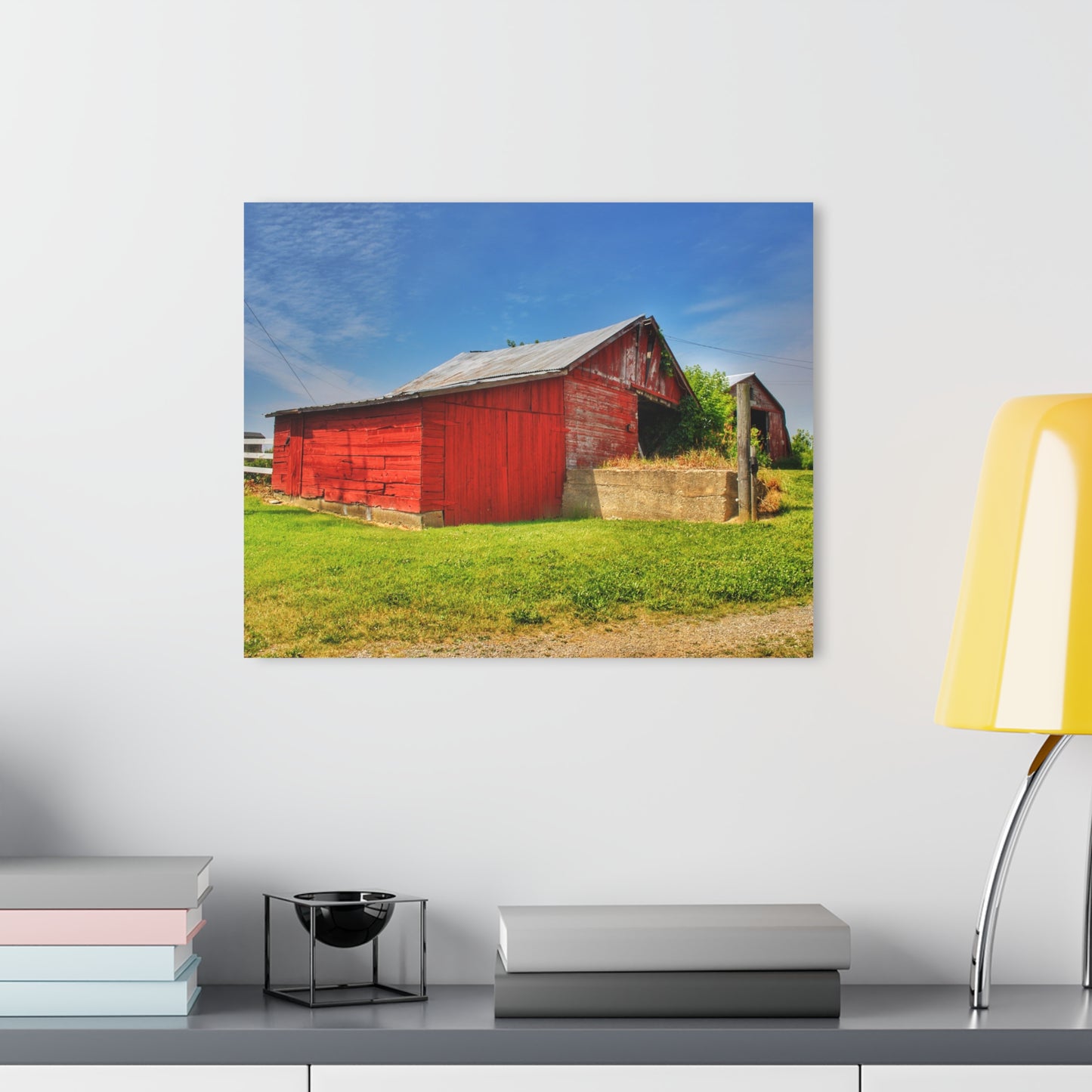 U R There Photography Marlette Road Saltbox Red Rustic Farmhouse Acrylic Wall Print