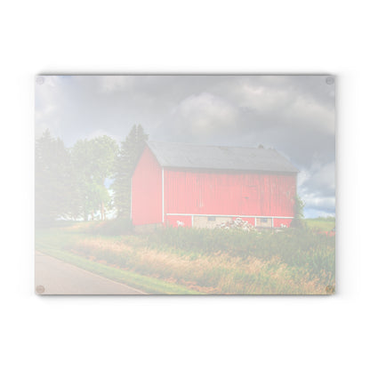 U R There Photography West Brown Horse Barn I Rustic Farmhouse Tempered-Glass Cutting Board