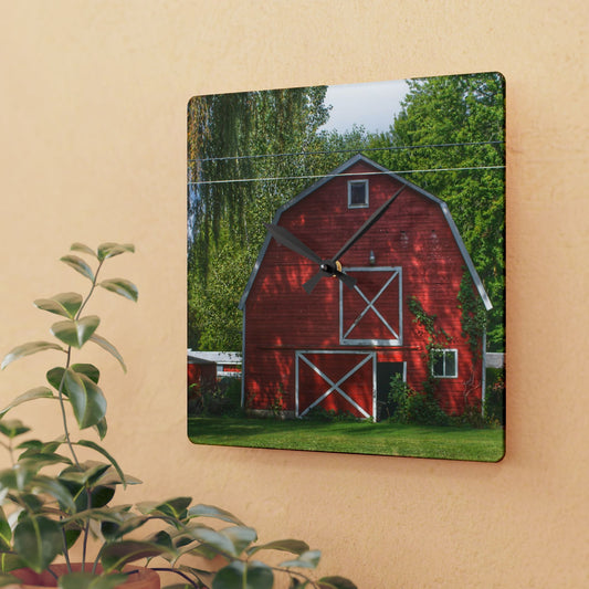 U R There Photography Henderson Red Rustic Farmhouse Acrylic Analog Wall Clock