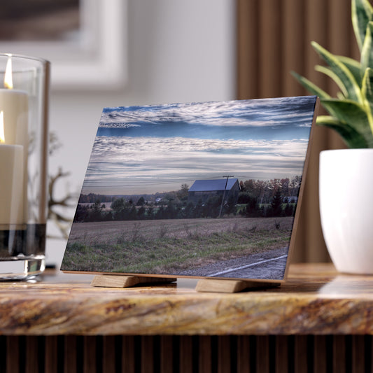 U R There Photography Burnside Road Grey Blues Rustic Farmhouse Decorative Ceramic Tile