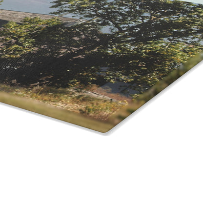 U R There Photography Barnes Road Grey Rustic Farmhouse Tempered-Glass Cutting Board