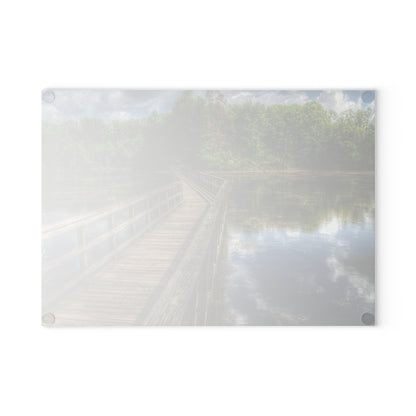 U R There Photography Linear Park Bridge in Lapeer III Rustic Farmhouse Tempered-Glass Cutting Board