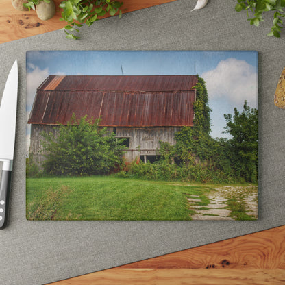 U R There Photography Grey Road Rusted I Rustic Farmhouse Tempered-Glass Cutting Board
