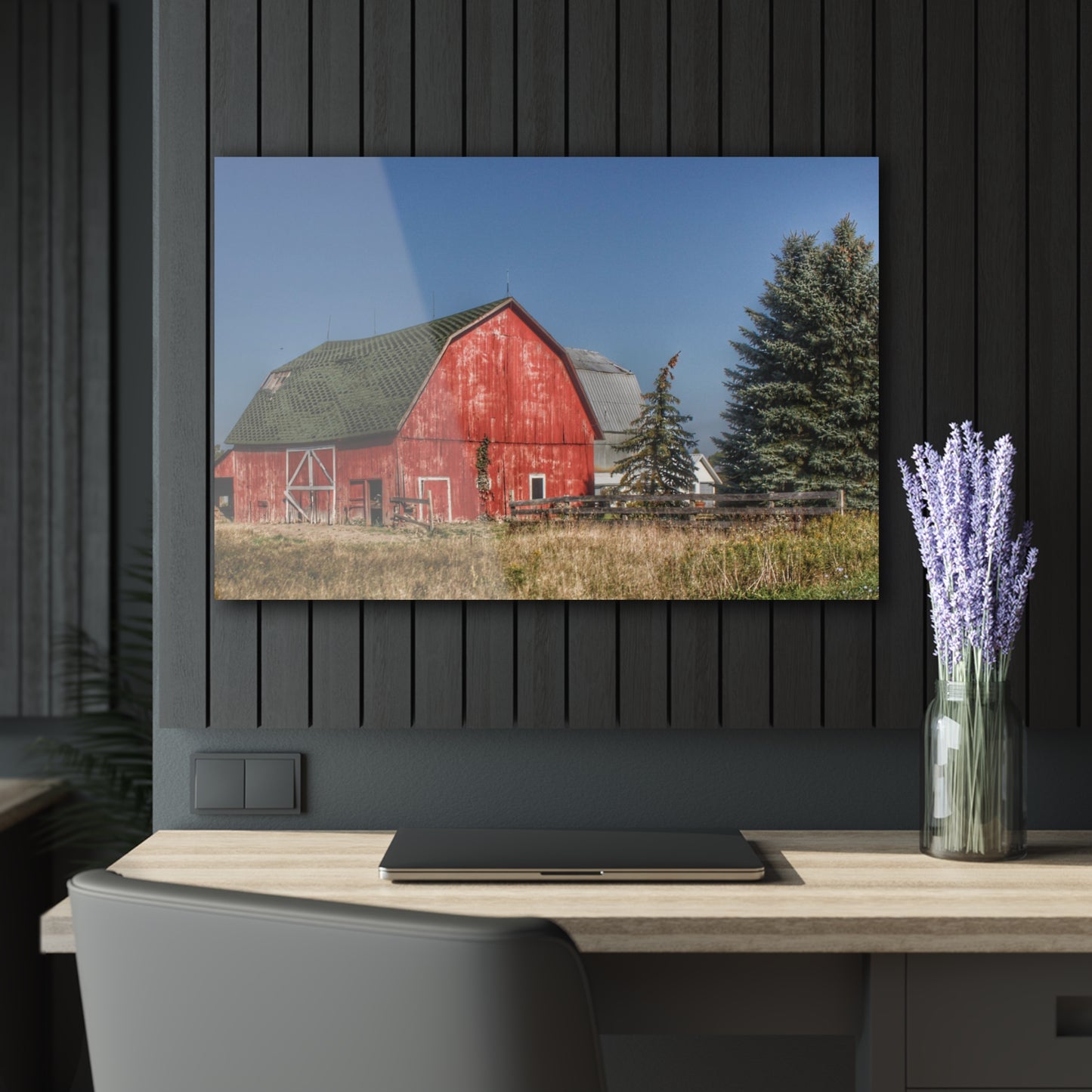 U R There Photography Elmwood Road Red III Rustic Farmhouse Acrylic Wall Print