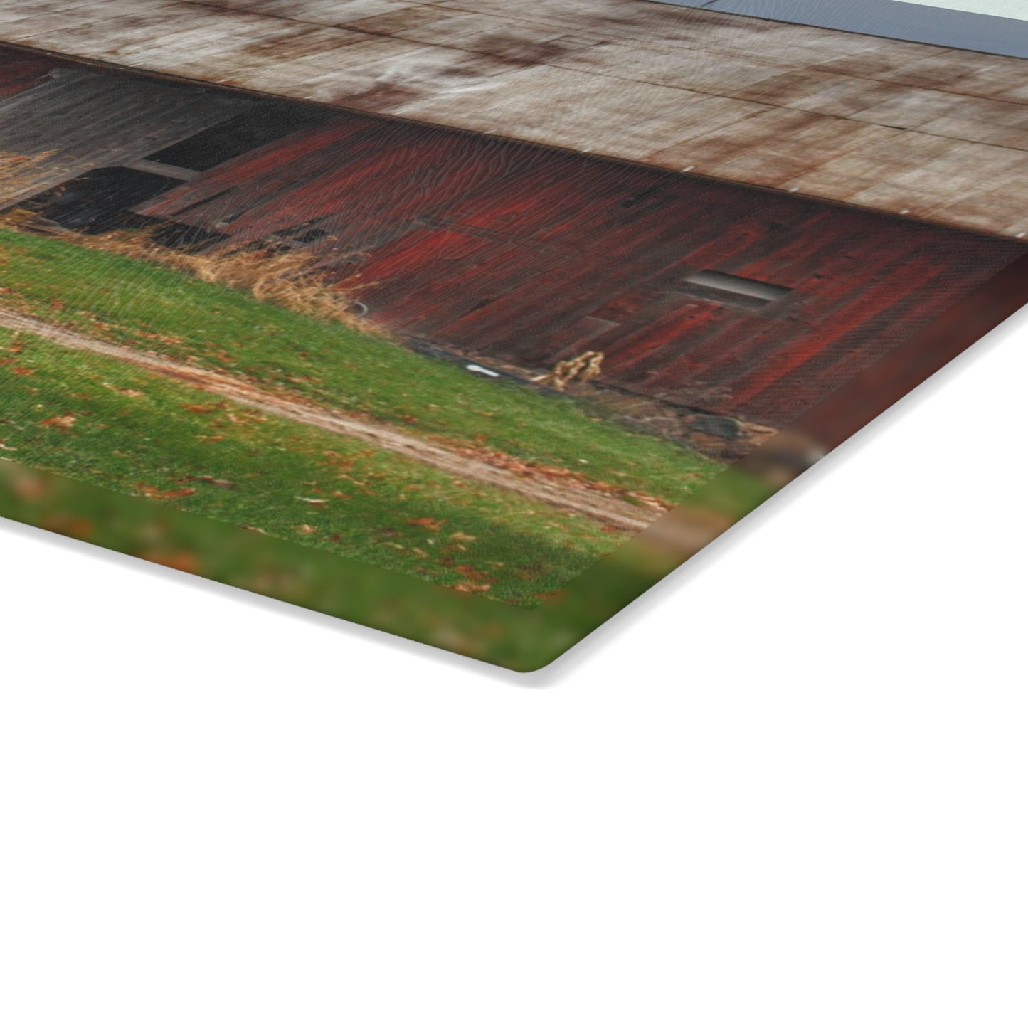 U R There Photography Castle Road Relic Red Rustic Farmhouse Tempered-Glass Cutting Board