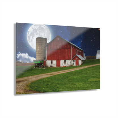 U R There Photography Fostoria Red in the Moonlight Rustic Farmhouse Acrylic Wall Print