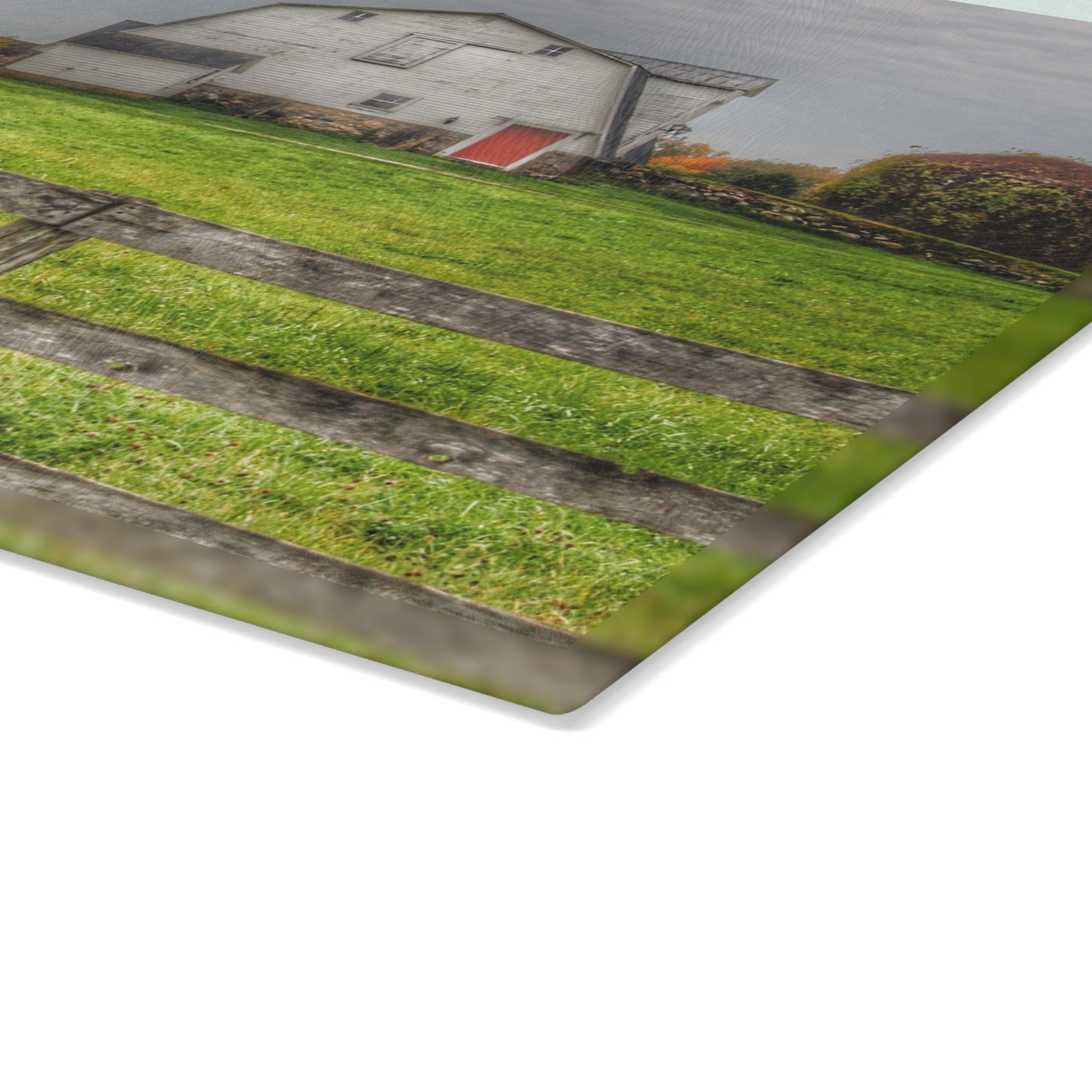 U R There Photography Hill Road Hillside White Rustic Farmhouse Tempered-Glass Cutting Board