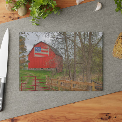 U R There Photography Patriot Red Rustic Farmhouse Tempered-Glass Cutting Board
