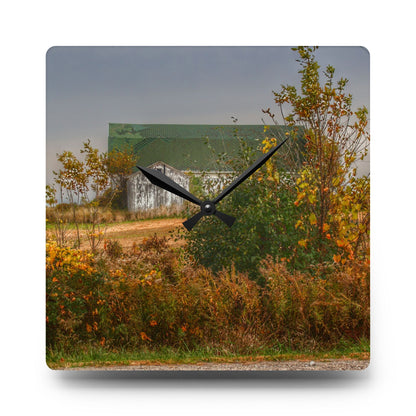 U R There Photography Hill Road White Rustic Farmhouse Acrylic Analog Wall Clock