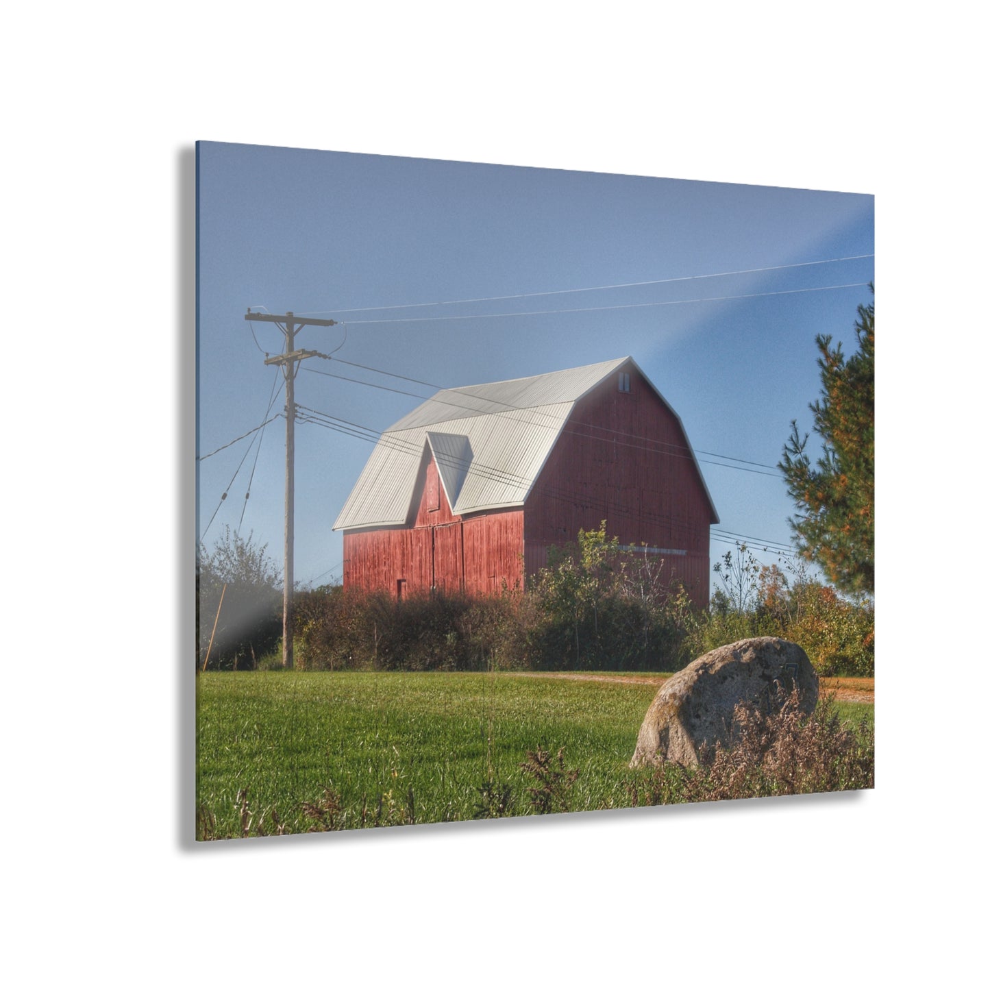 U R There Photography Hemingway Lake Road Red Rustic Farmhouse Acrylic Wall Print