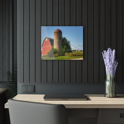 U R There Photography August Red and Silo Rustic Farmhouse Acrylic Wall Print