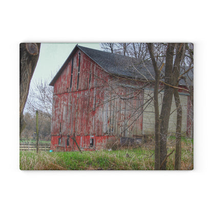 U R There Photography Lake George Red I Rustic Farmhouse Tempered-Glass Cutting Board