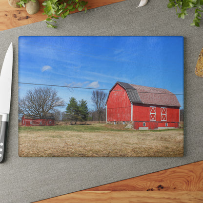 U R There Photography Kings Mill Red II Rustic Farmhouse Tempered-Glass Cutting Board