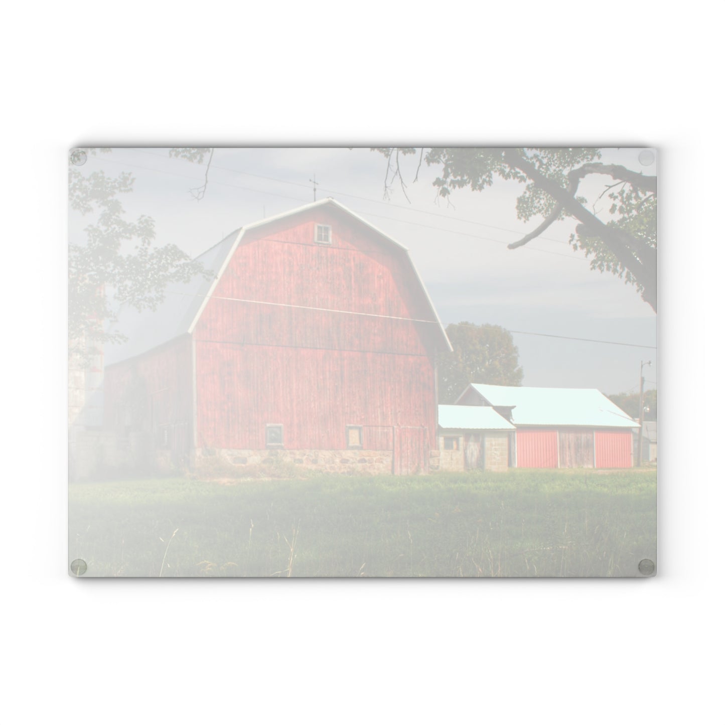U R There Photography Crawford Road Red II Rustic Farmhouse Tempered-Glass Cutting Board