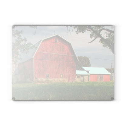 U R There Photography Crawford Road Red II Rustic Farmhouse Tempered-Glass Cutting Board
