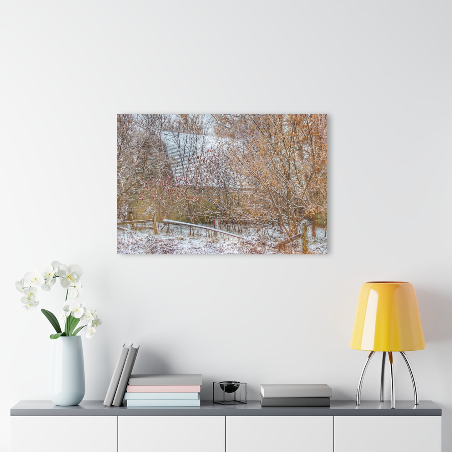 U R There Photography Dryden Road Hidden Winter Grey Rustic Farmhouse Acrylic Wall Print
