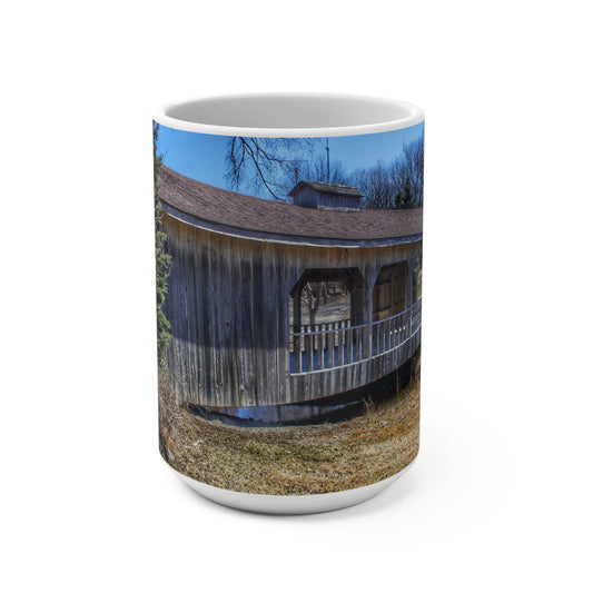 Rustic Farmhouse Coffee Mug featuring Covered Bridge of Campground Road II