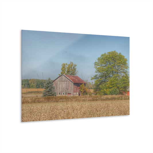 U R There Photography Brown City Wellman Line Road Little Red Rustic Farmhouse Acrylic Wall Print