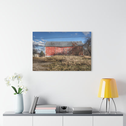 U R There Photography Lapeer Road Crooked Red Rustic Farmhouse Acrylic Wall Print