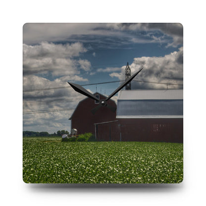 U R There Photography South Reese Road Reds Rustic Farmhouse Acrylic Analog Wall Clock