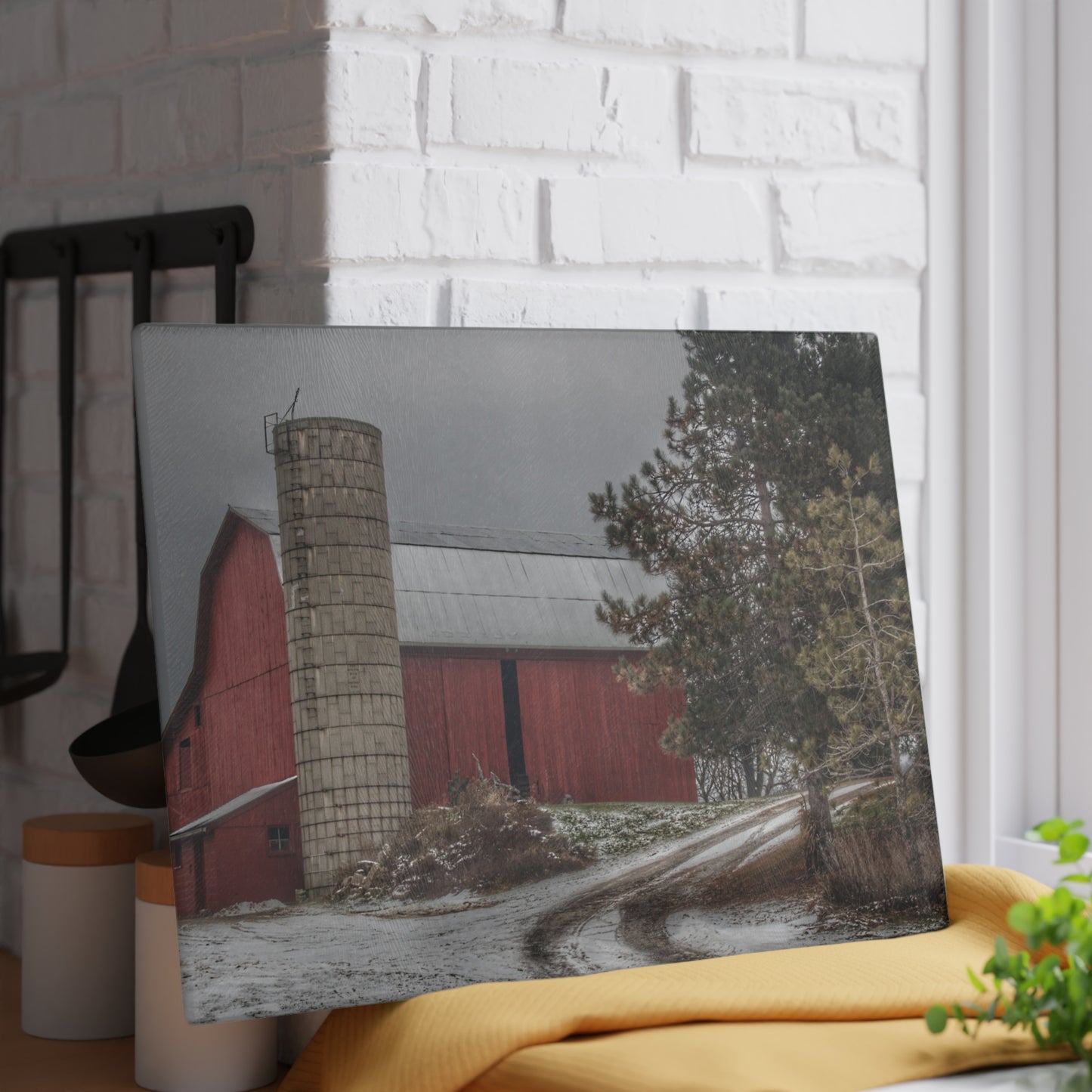 U R There Photography South Kirk Road Red Rustic Farmhouse Acrylic Wall Print