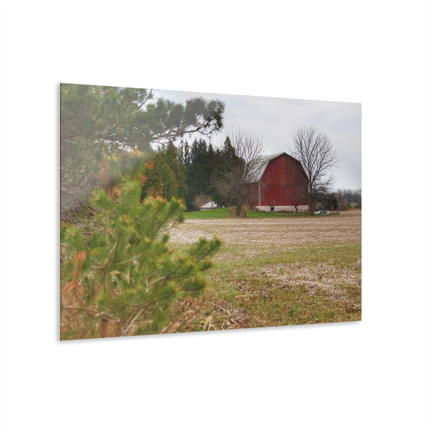 U R There Photography Hidden Millington Road Red Rustic Farmhouse Acrylic Wall Print