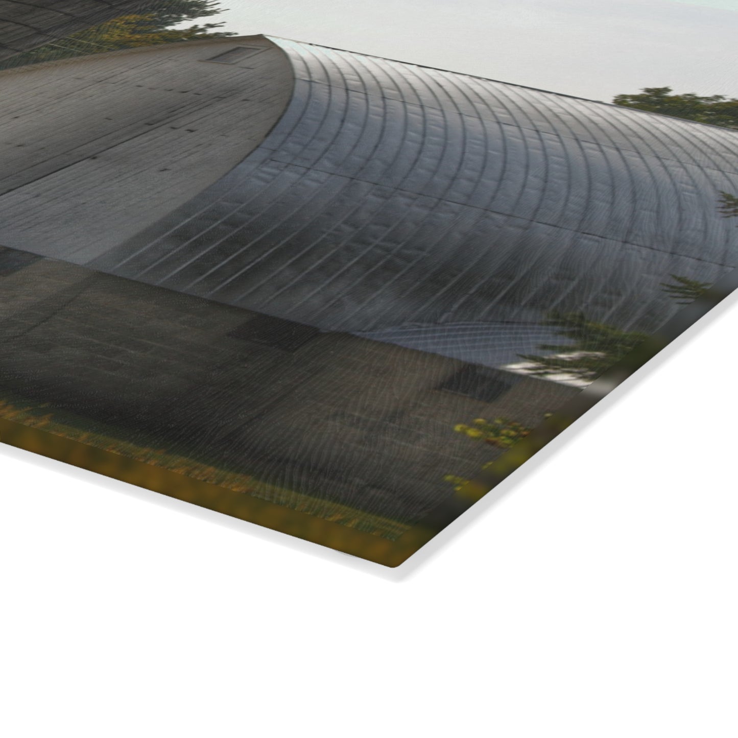 U R There Photography Grey Quonset Barn Rustic Farmhouse Tempered-Glass Cutting Board