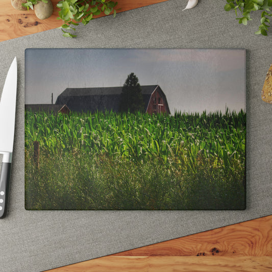 U R There Photography Beyond the Corn in Metamora Rustic Farmhouse Tempered-Glass Cutting Board