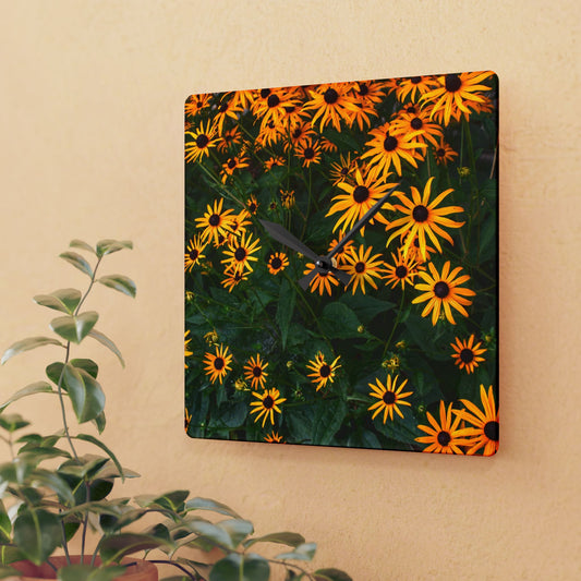 U R There Photography Black-Eyed Susan Rustic Farmhouse Acrylic Analog Wall Clock