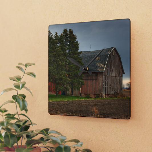 U R There Photography Owendale Red Rustic Farmhouse Acrylic Analog Wall Clock